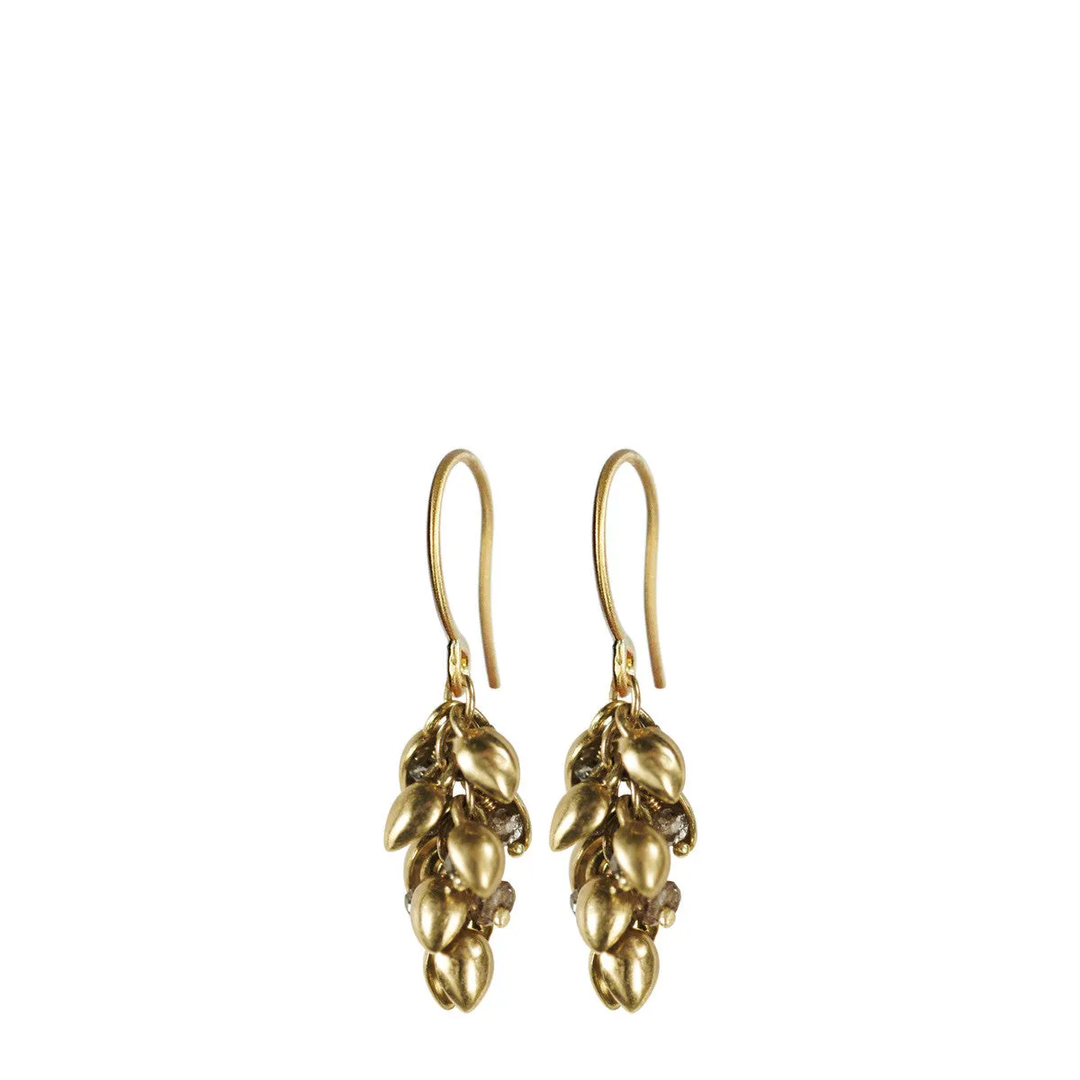 18K Gold Short Baby Pod Earrings with Brown Diamonds