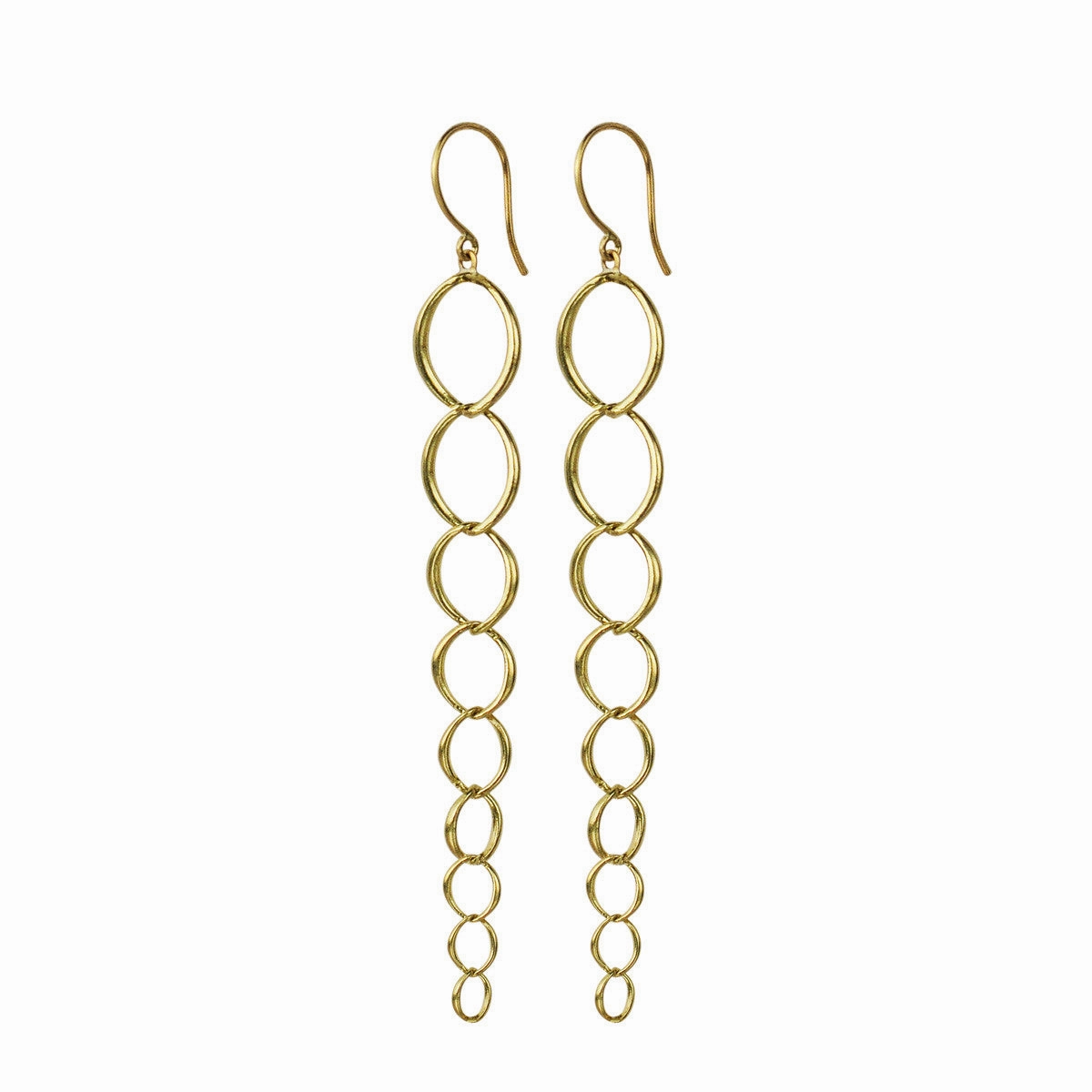 18K Gold Graduated O Chain Earrings