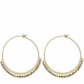 18K Gold Large Brown Diamond Endless Hoop Earrings