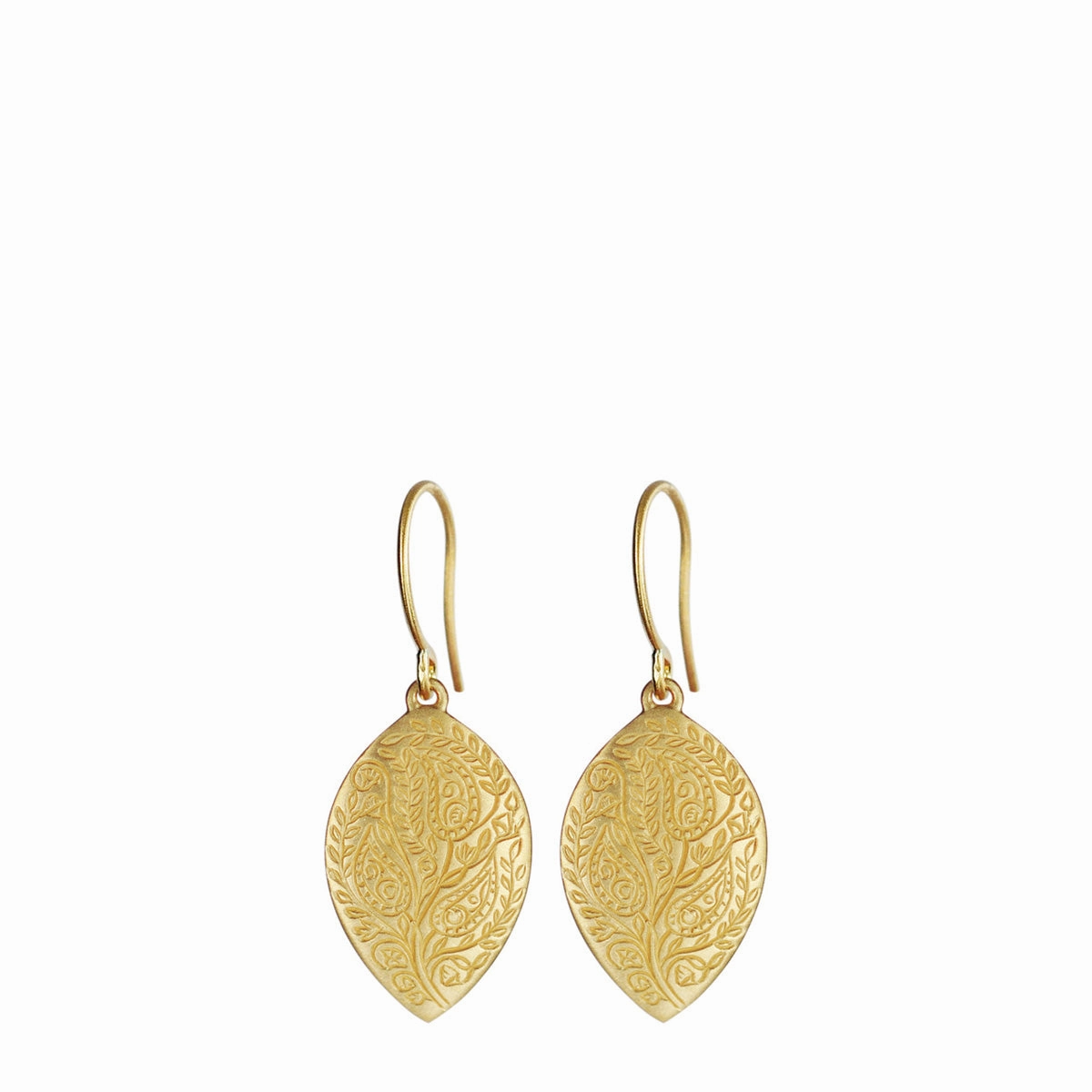 18K Gold Medium Engraved Paisley Earrings