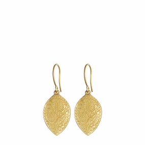 18K Gold Medium Engraved Paisley Earrings