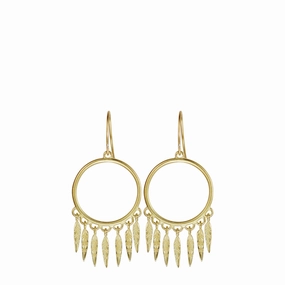18K Gold Small Dream Catcher Earrings