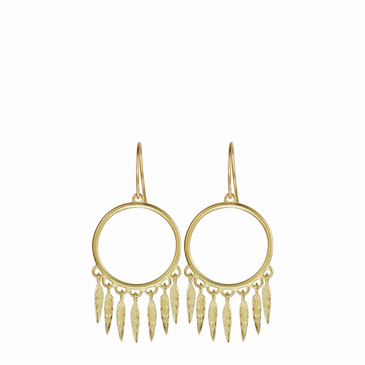 18K Gold Small Dream Catcher Earrings
