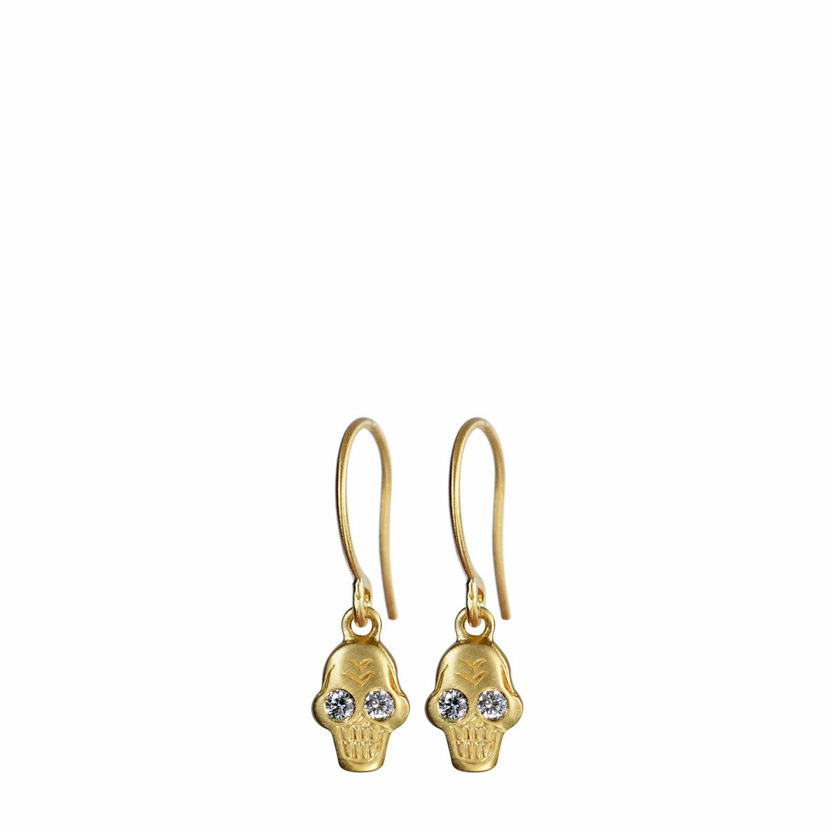 18K Gold Tiny Skull Earrings with Diamonds