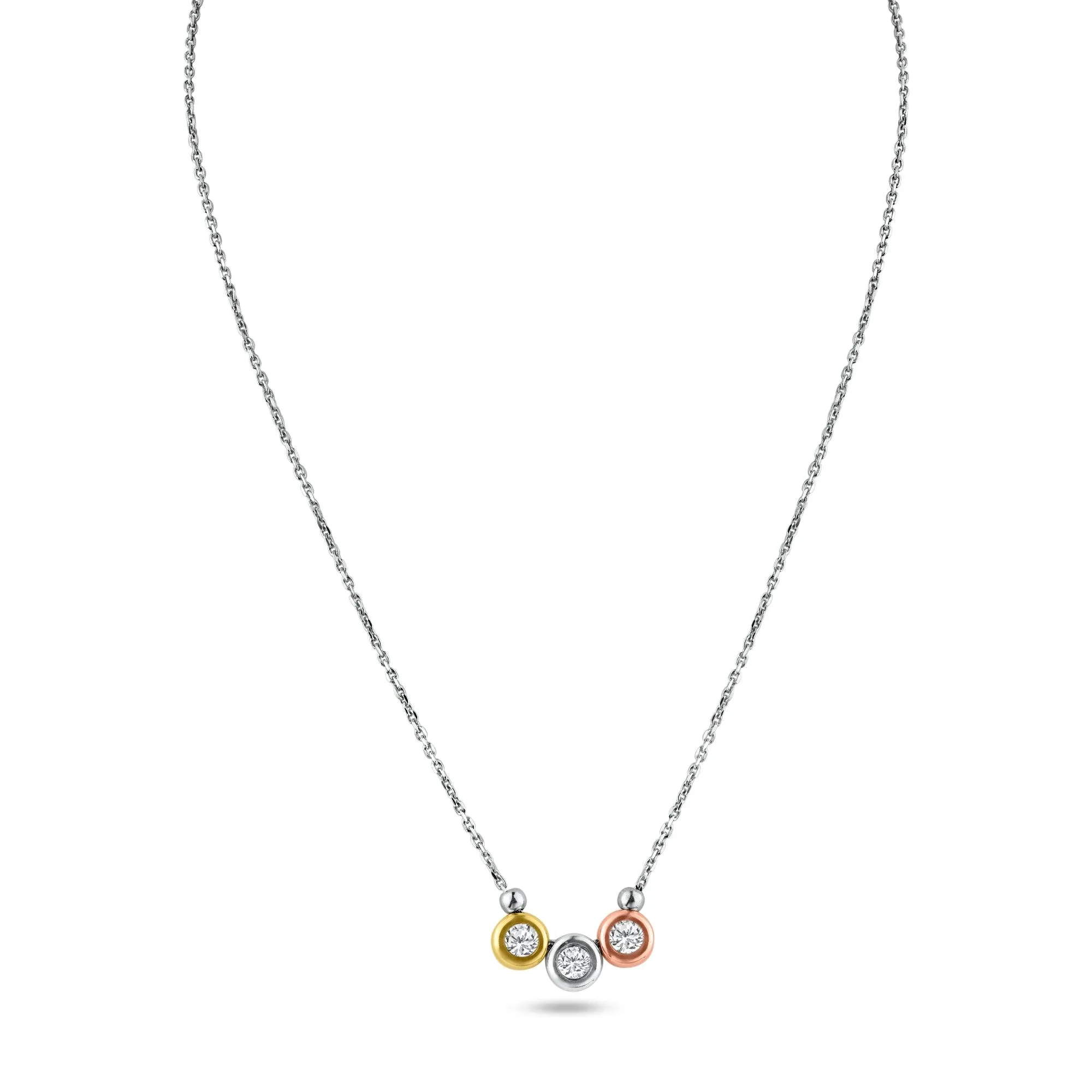 3 Tone 925 Sterling Silver Circles Necklace - VGC23-16 2