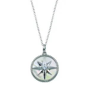 925 Sterling Silver Northern Star CZ Mother of Pearl Pendant - STP01777