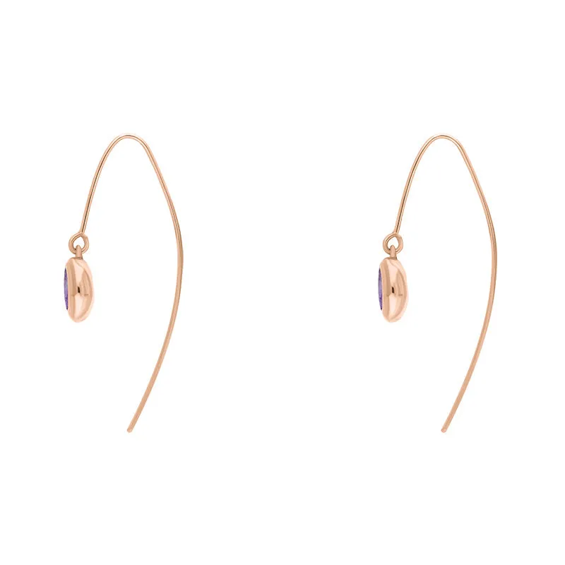 9ct Rose Gold Blue John Star Disc Drop Earrings