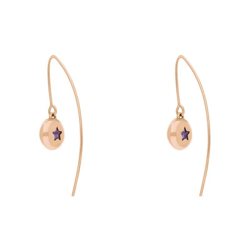 9ct Rose Gold Blue John Star Disc Drop Earrings