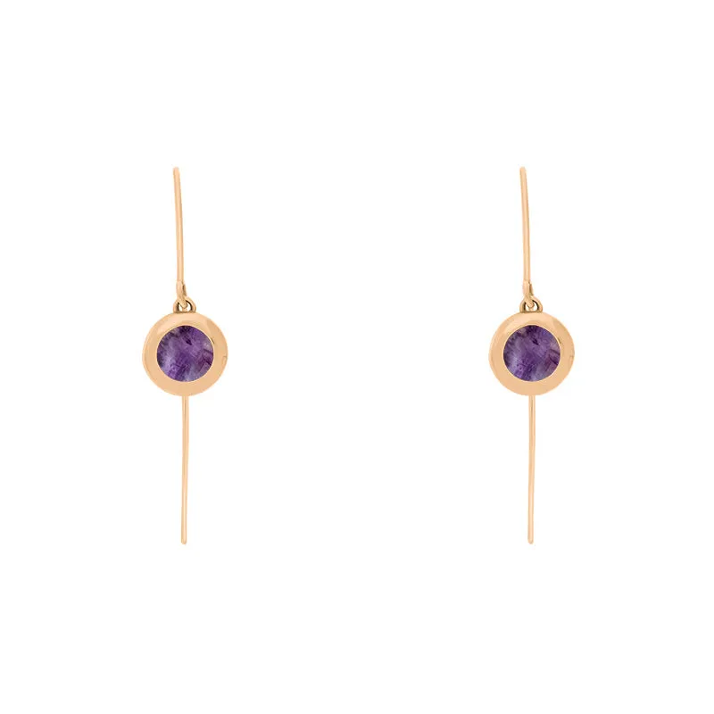 9ct Rose Gold Blue John Star Disc Drop Earrings