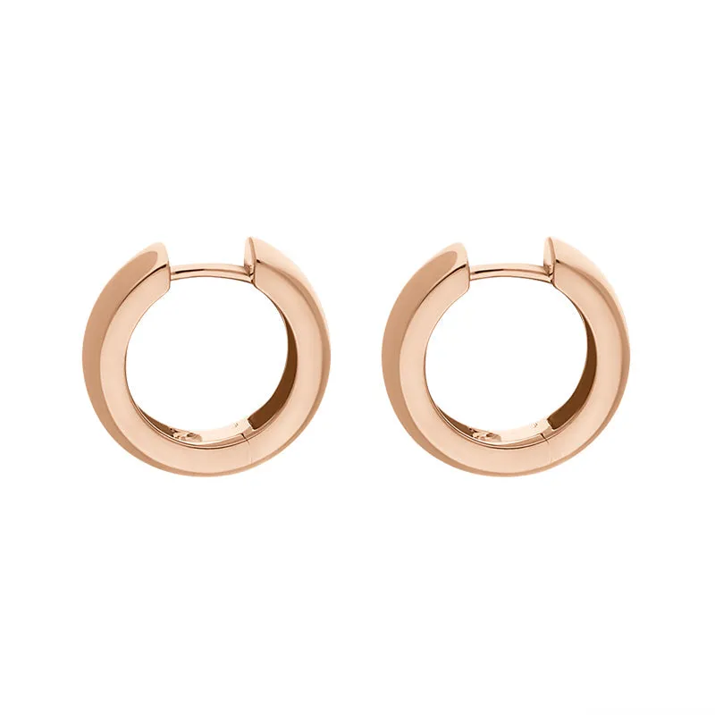 9ct Rose Gold Round Domed Hoop Earrings
