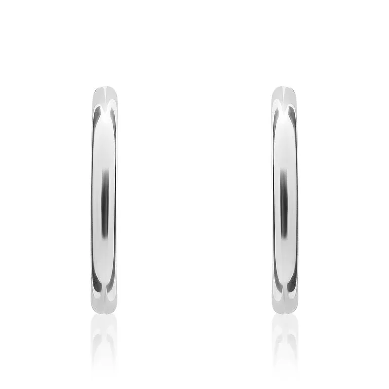 9ct White Gold 13mm Sleeper Hoop Earrings