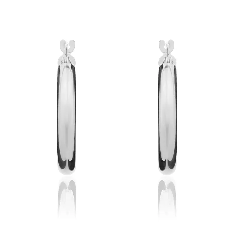 9ct White Gold 20.5mm Hoop Earrings