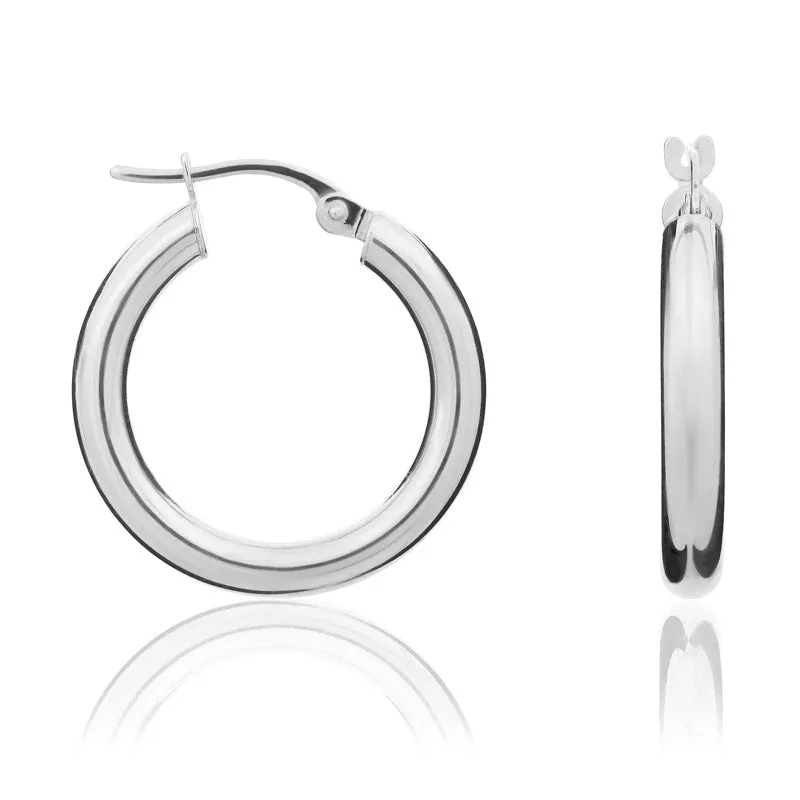 9ct White Gold 20.5mm Hoop Earrings