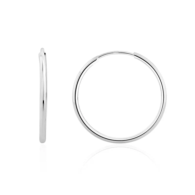 9ct White Gold 23mm Sleeper Hoop Earrings