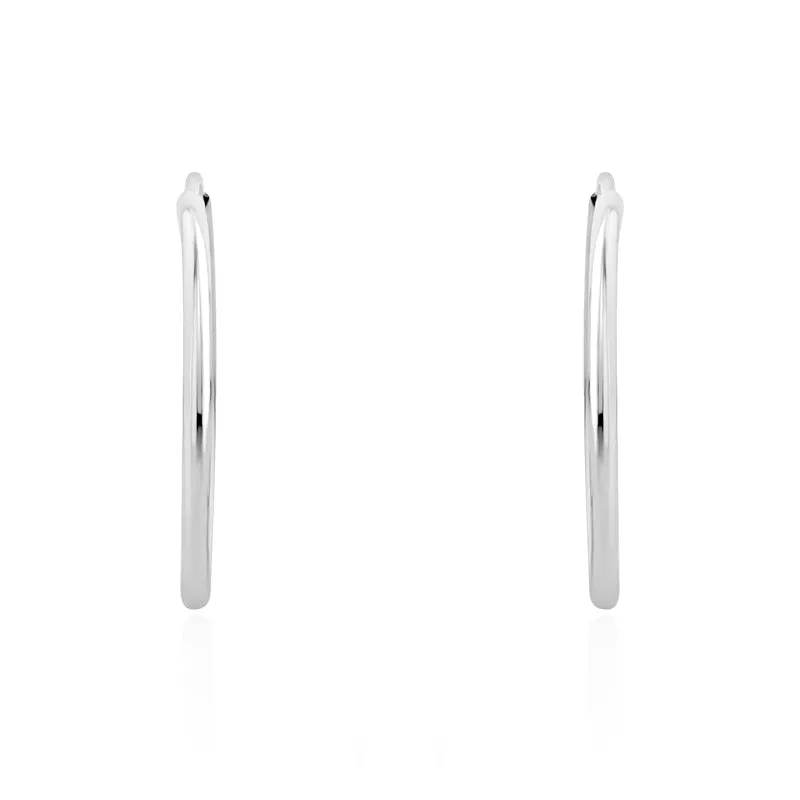 9ct White Gold 23mm Sleeper Hoop Earrings