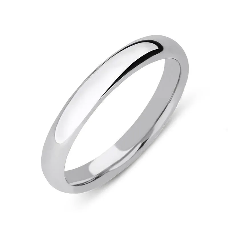 9ct White Gold 3mm Medium Court Shape Wedding Ring