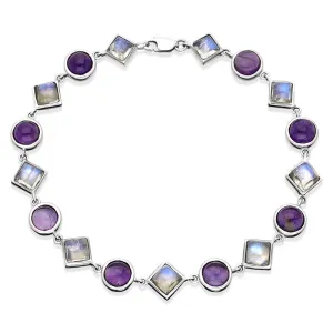 9ct White Gold Amethyst Moonstone Bracelet D