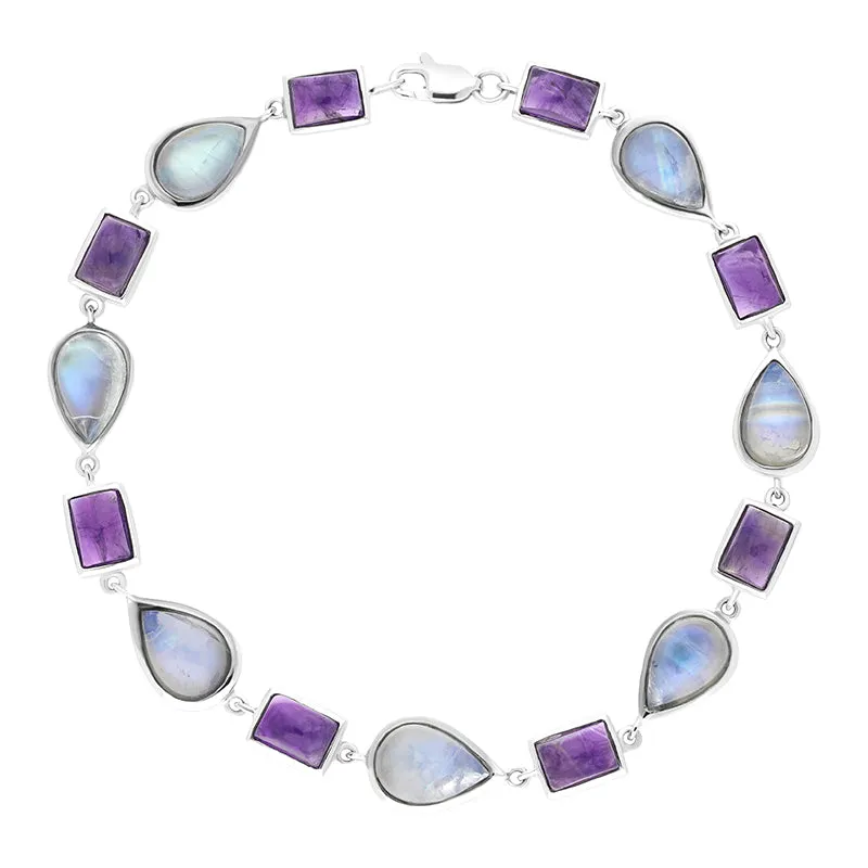 9ct White Gold Amethyst Moonstone Bracelet D