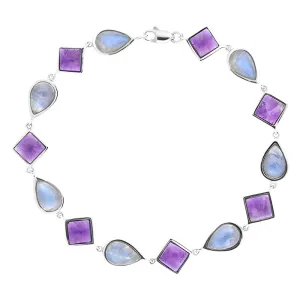 9ct White Gold Amethyst Moonstone Bracelet D