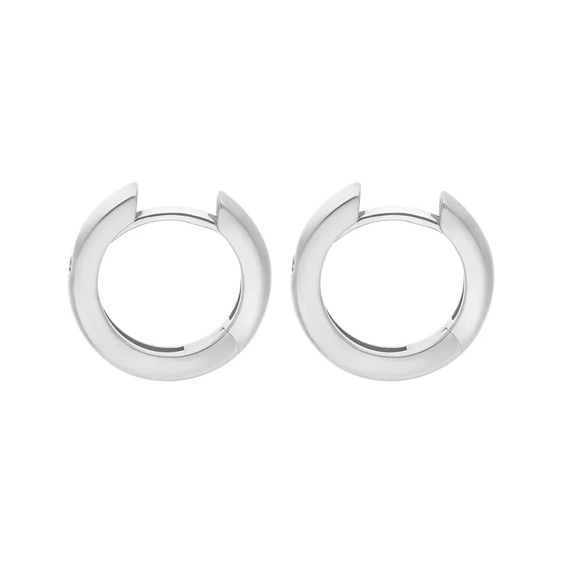 9ct White Gold Diamond 13mm Round Domed Hoop Earrings