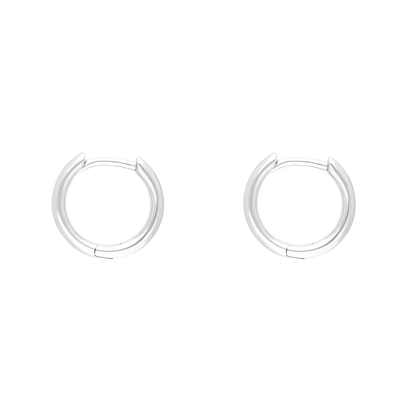 9ct White Gold Round Hoop Earrings