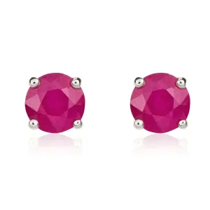 9ct White Gold Ruby 5mm Round Claw Set Stud Earrings