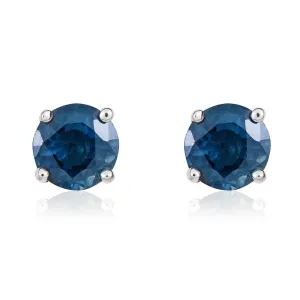 9ct White Gold Sapphire 5mm Round Claw Set Stud Earrings