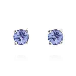9ct White Gold Tanzanite 4mm Round Claw Set Stud Earrings