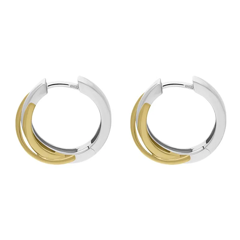 9ct Yellow and White Gold Round Entwined Hoop Earrings