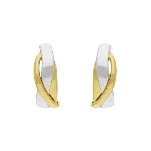 9ct Yellow and White Gold Round Entwined Hoop Earrings