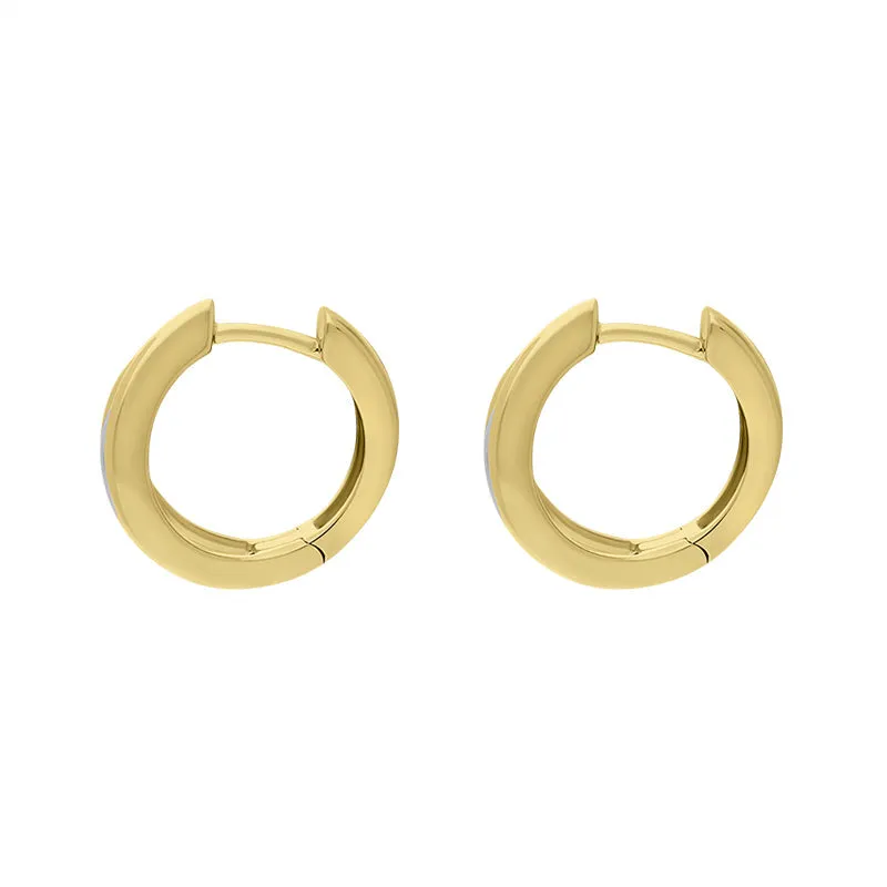9ct Yellow and White Gold Round Three Row Hoop Earrings