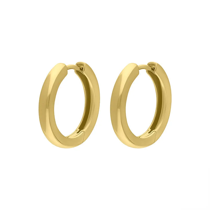 9ct Yellow Gold 18mm Round Domed Hoop Earrings