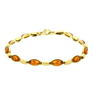 9ct Yellow Gold Amber Marquise Ten Stone Bracelet D