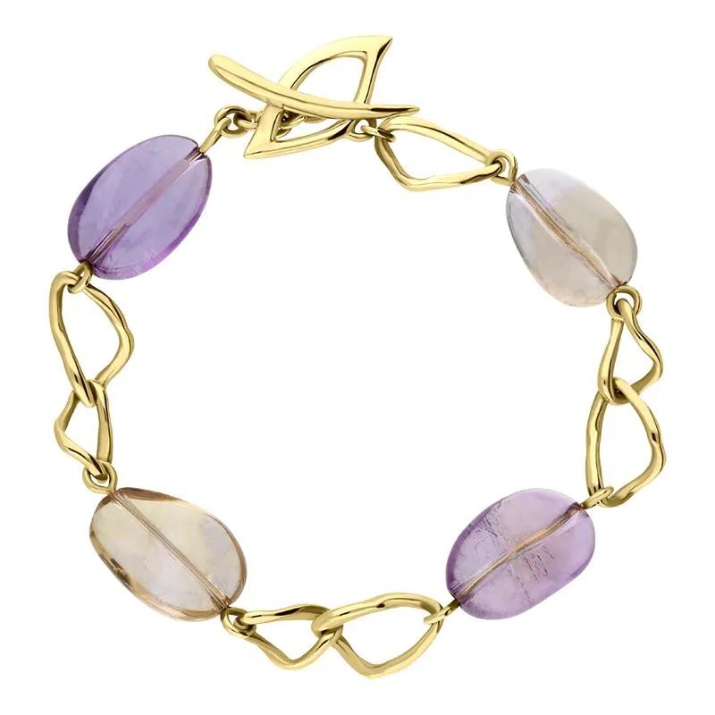 9ct Yellow Gold Ametrine Four Stone T Bar Bracelet D
