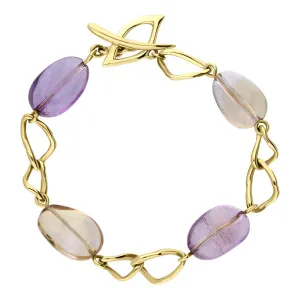 9ct Yellow Gold Ametrine Four Stone T Bar Bracelet D