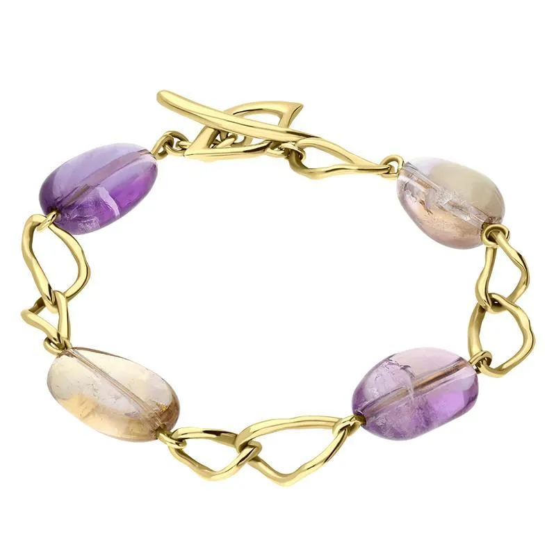 9ct Yellow Gold Ametrine Four Stone T Bar Bracelet D