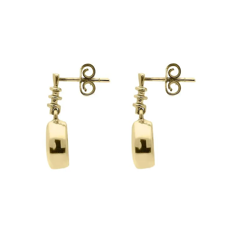9ct Yellow Gold Aquamarine Oval Drop Earrings