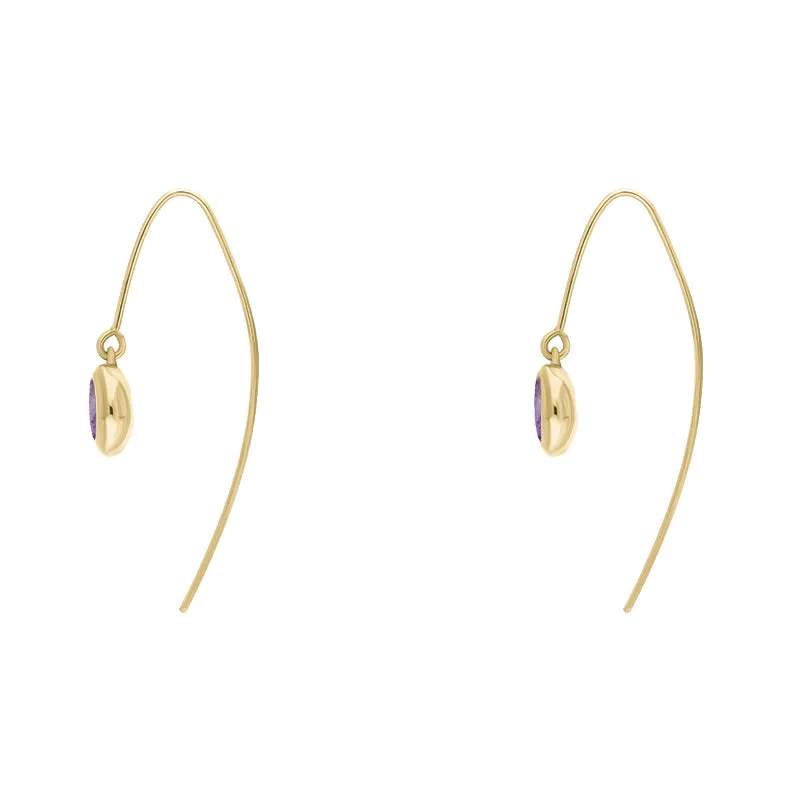 9ct Yellow Gold Blue John Heart Disc Drop Earrings
