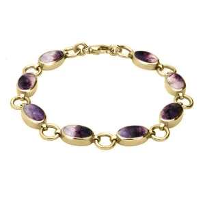 9ct Yellow Gold Blue John Oval Link Bracelet