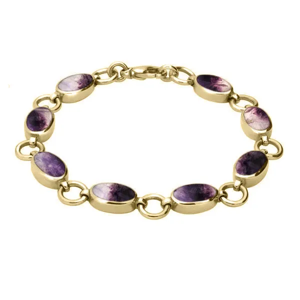 9ct Yellow Gold Blue John Oval Link Bracelet