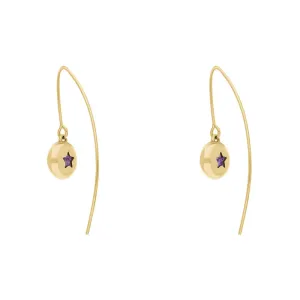 9ct Yellow Gold Blue John Star Disc Drop Earrings