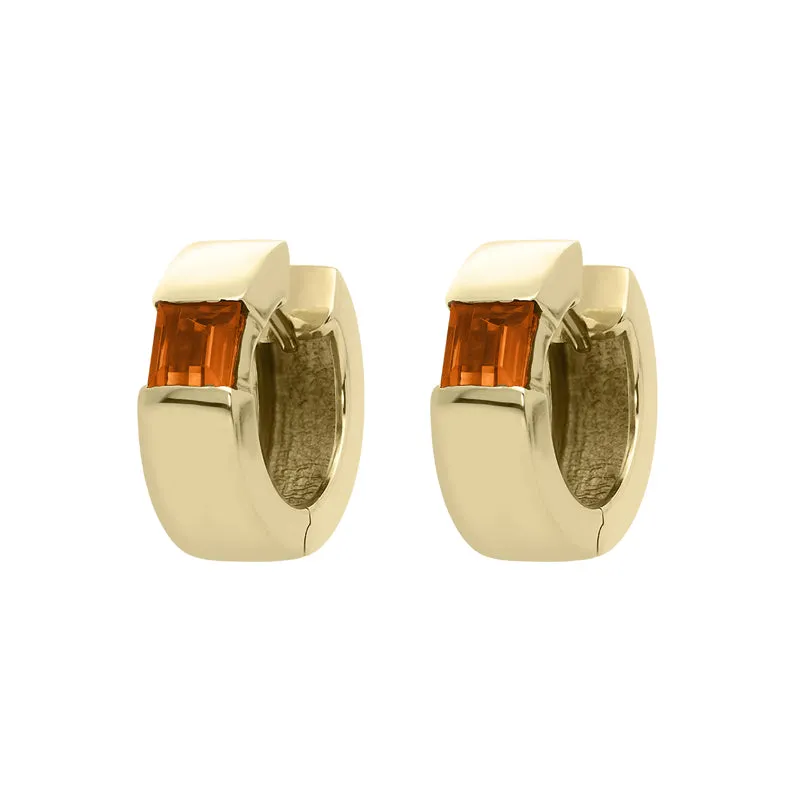 9ct Yellow Gold Citrine Hoop Earrings