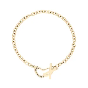 9ct Yellow Gold Diamond Love and Kisses Heart Bracelet D