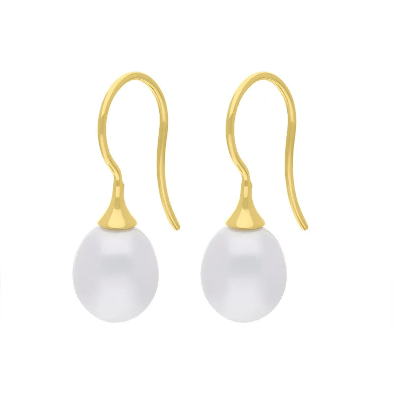 9ct Yellow Gold Freshwater Pearl Drop Hook Earrings