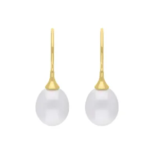 9ct Yellow Gold Freshwater Pearl Drop Hook Earrings