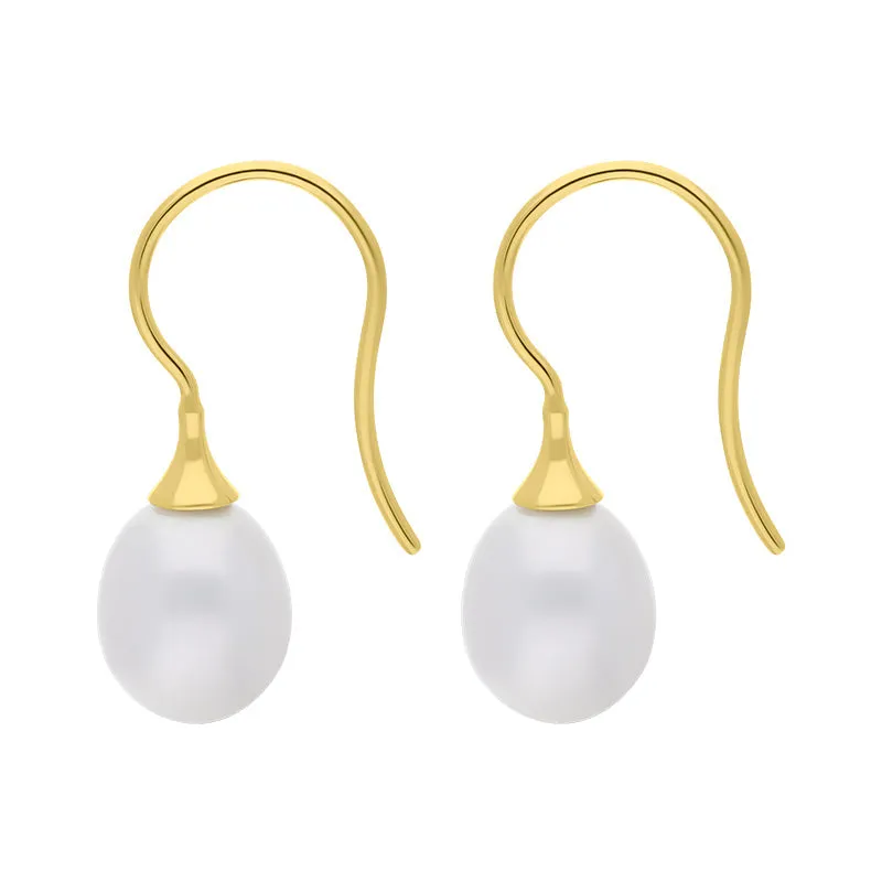 9ct Yellow Gold Freshwater Pearl Drop Hook Earrings