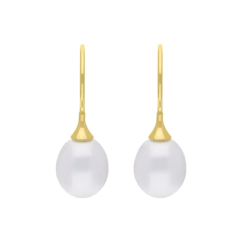 9ct Yellow Gold Freshwater Pearl Drop Hook Earrings