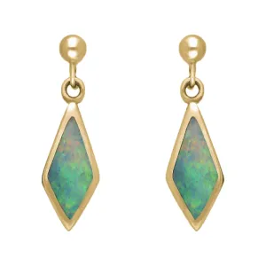 9ct Yellow Gold Opal Dinky Diamond Drop Earrings