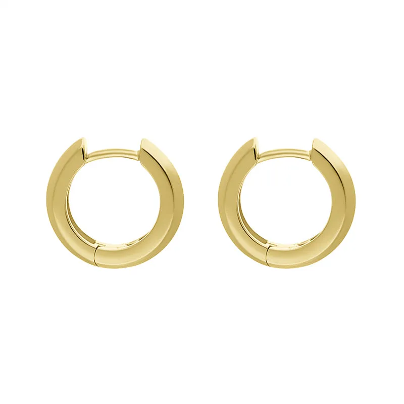 9ct Yellow Gold Round Domed Hoop Earrings