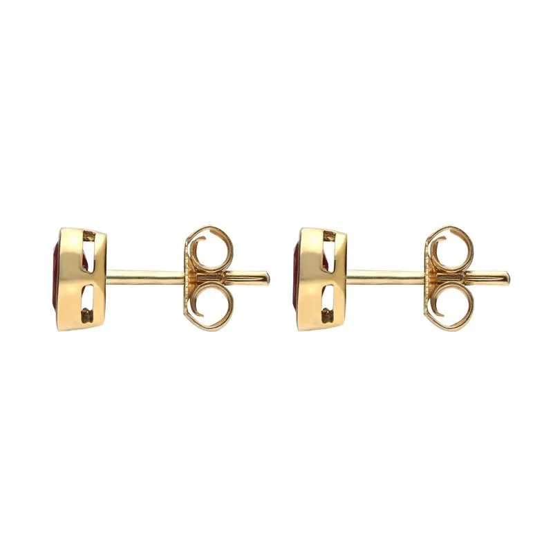 9ct Yellow Gold Ruby 6x4mm Pear Rub Over Set Stud Earrings